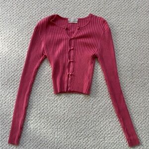 Urban Outfitters Ribbed Red Button-Down Top